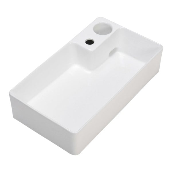 Living and Home Rectangular Ceramic Bathroom Vessel Countertop Basin with Drain