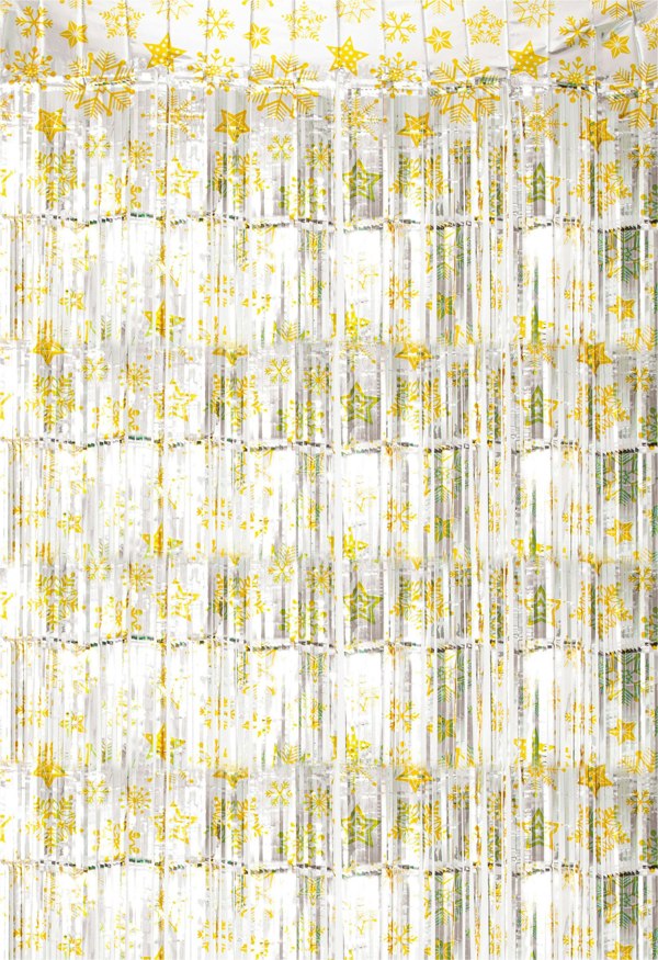 Cheetah Shimmer christmas Tinsel Curtain 3M x 1M Yellow