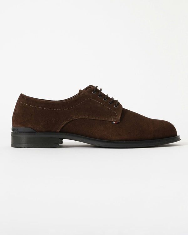 Tommy Hilfiger Corporate Hilfiger Mens Suede Derby Shoes - Cocoa
