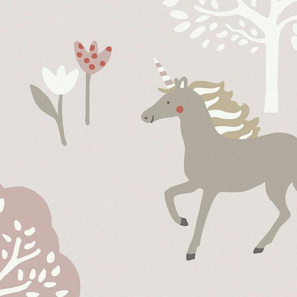 Sophie Allport Forest Ponies Chalk Blush Wallpaper