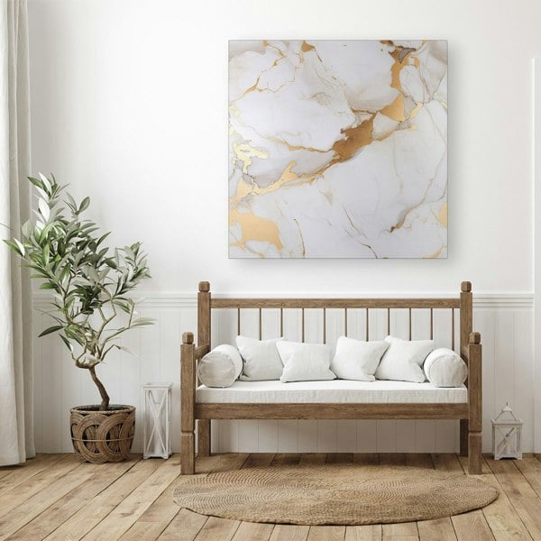 Warren Reed White Marble With Gold Canvas