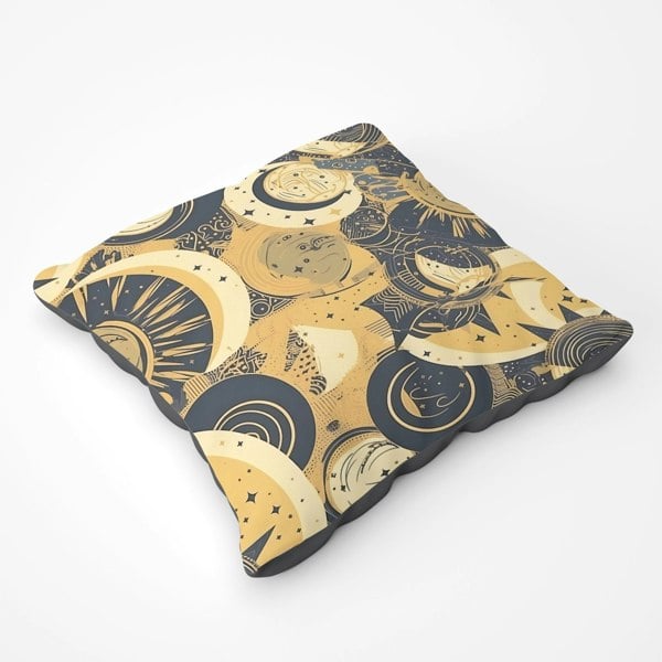 Warren Reed Blue Gold Moon And Sun Floor Cushion