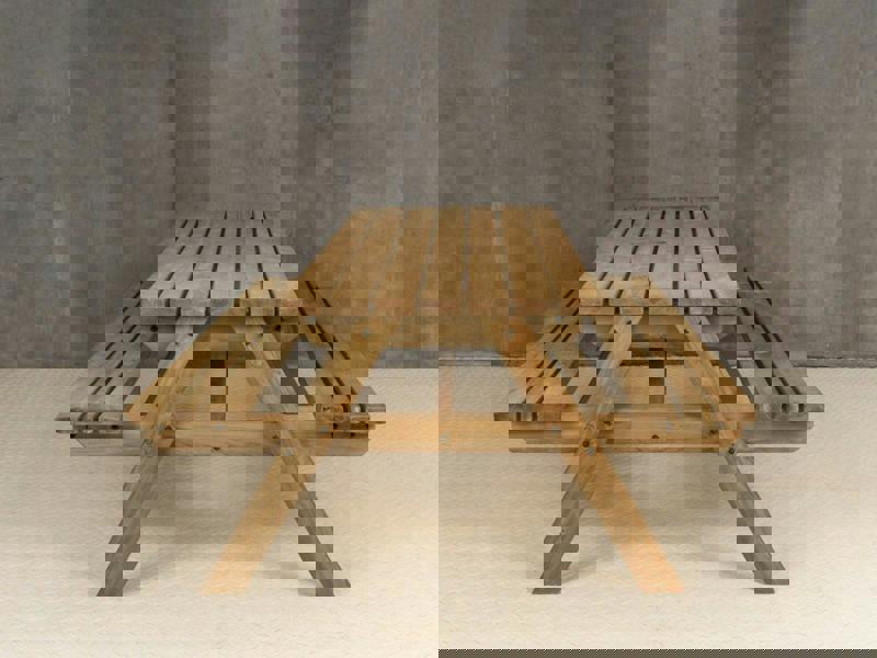 Fortem Pub-Style Picnic Table and Benches Set – Rustic Finish Wooden Outdoor Dining Set for Gardens, Patios, and Pubs