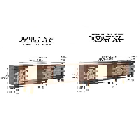 Kirsten Rattan TV Stand, Rubber Wood-Rit Concept-Rit Concept