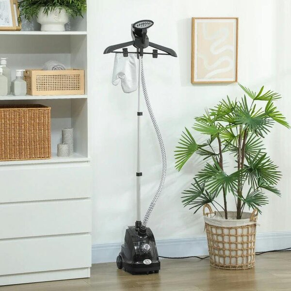 Bobobiy Clothes Steamer with Adjustable Pole Clothes Steamer 11 Steam Levels 41-110 cm Black