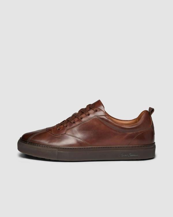 Oliver Sweeney Ermida Mens Hand Finished Calf Leather Trainers - Dark Tan | CHO | Designer Mens Trainers