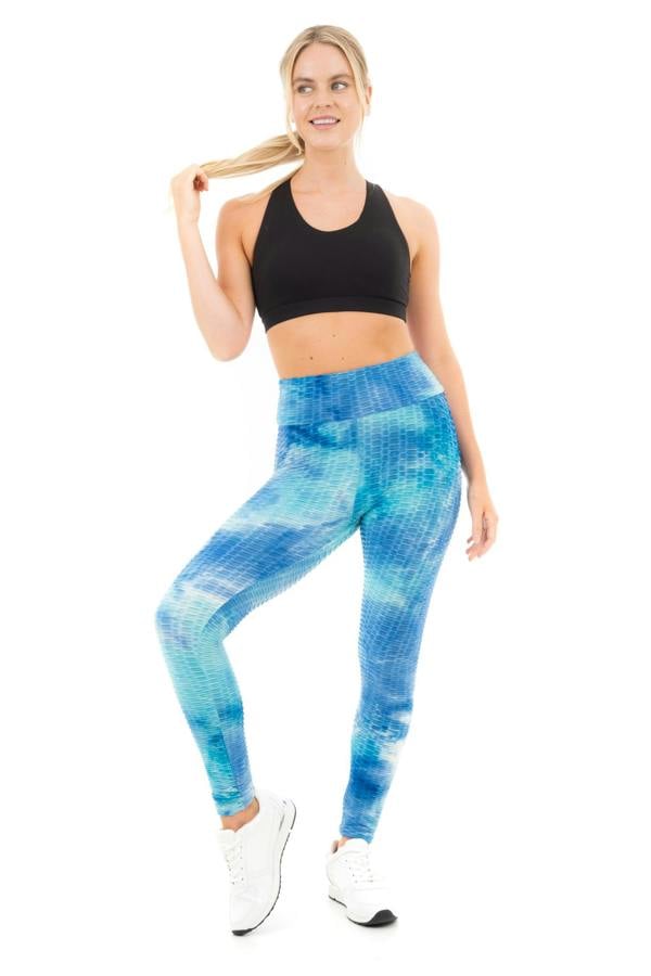 Smart Living Women's High Rise Tie Dye Honeycomb Waffle Leggings - Blue