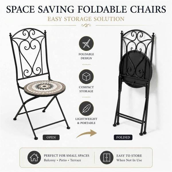 60cm Medina Mosaic Bistro Set image 3