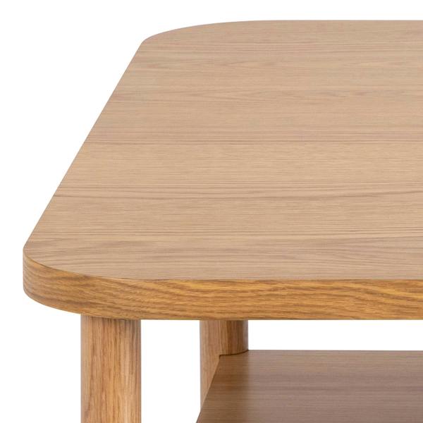 Wyld Haus Bermudas Natural Oak Wood Square Coffee Table Bottom Shelf