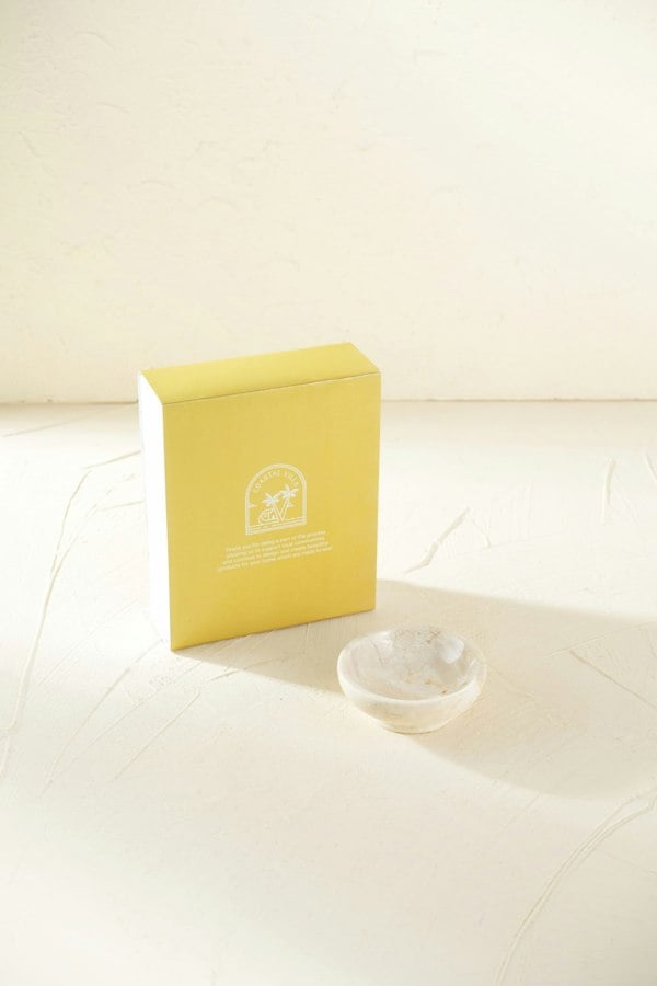 Beige marble trinket dish set 3 genuine stone jewellery vanity