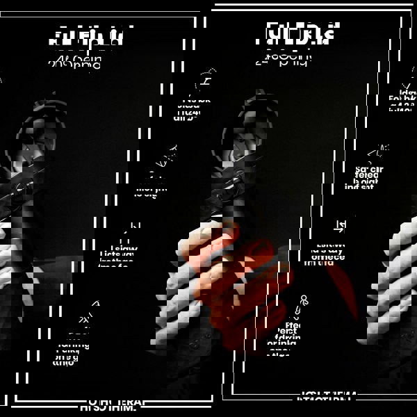 A black thermos; being held; against a black background. Full Flip Lid 240° Opening. HOTSHOT THERMAL.