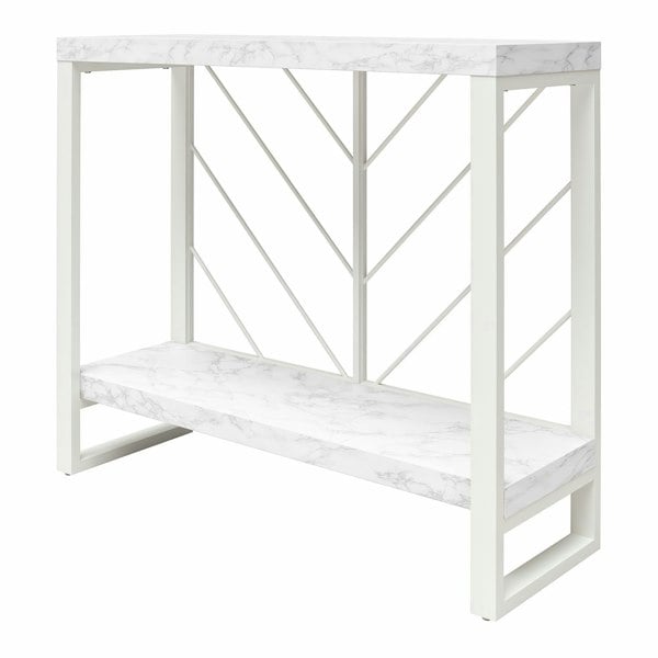 Dorel Home Brielle Console Table White Faux Marble