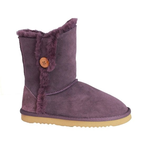 Eastern Counties Leather Women's Lacey Sheepskin Button Boots - Purple