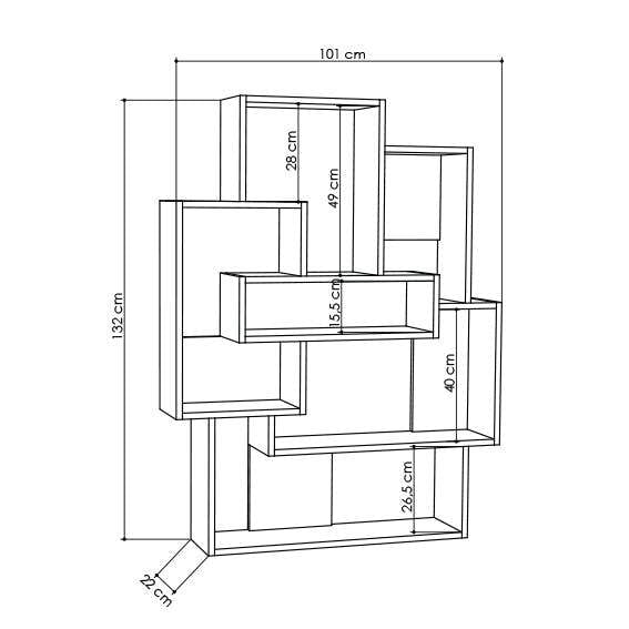 Decortie Barce Modern Freestanding Bookcase Storage Unit White Anthracite Grey 132cm
