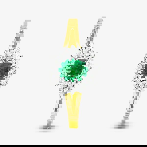 T. H. Baker 9ct Yellow Gold Green & Clear Crystal Cluster Ring DIV006G