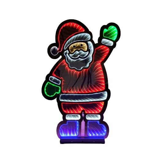 Samuel Alexander 56cm Infinity Light up Standing Santa Christmas Decoration with Multi-Coloured LEDs on Metal Base