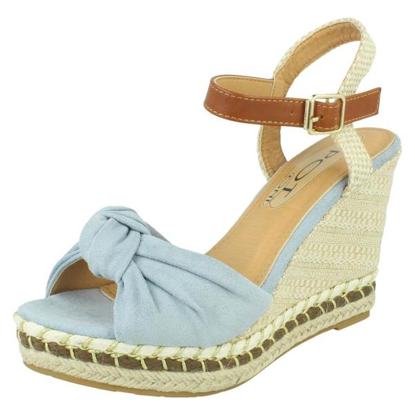 Spot On Ladies Spot On Knotted Vamp Wedges F12016