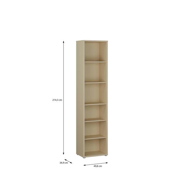 Furniture To Go Alice Springs Tall Narrow Bookcase with 5 Shelves in Butter Yellow