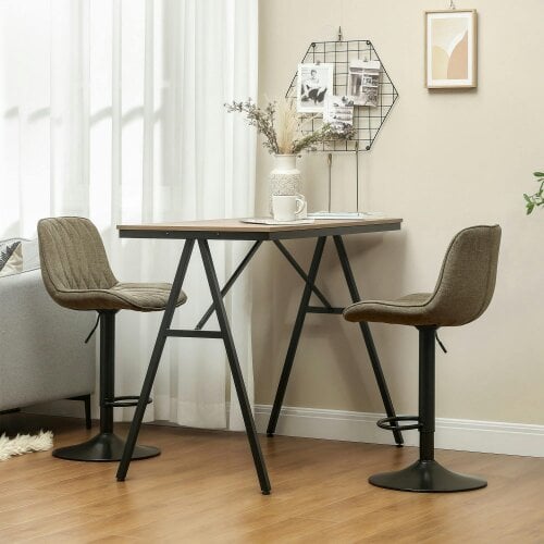 Wyld Haus Sehake Fabric Brown Linen Look Bar Stools Set Of 2