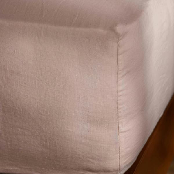 Soak&Sleep Soft Pink French Linen 40cm Deep Fitted Sheets