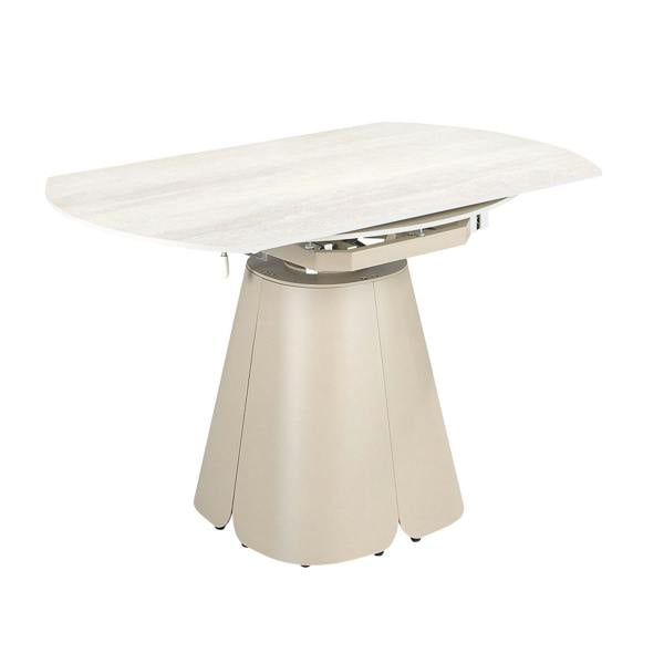 Angel Cerdá Extendable round dining table in porcelain marble and sand-coloured steel 1195