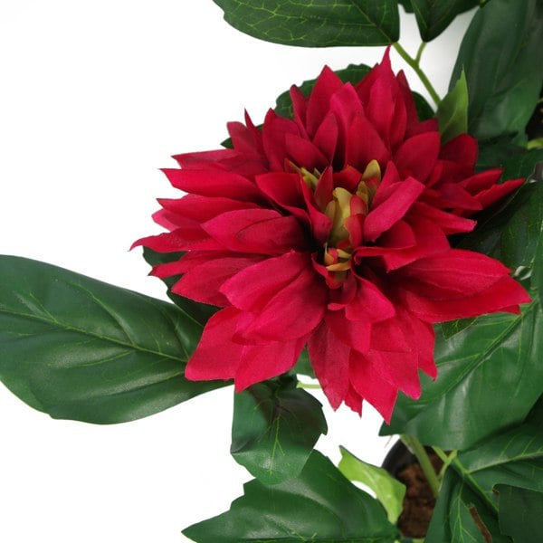 Leaf 50cm Artificial Dhalia Plant Red