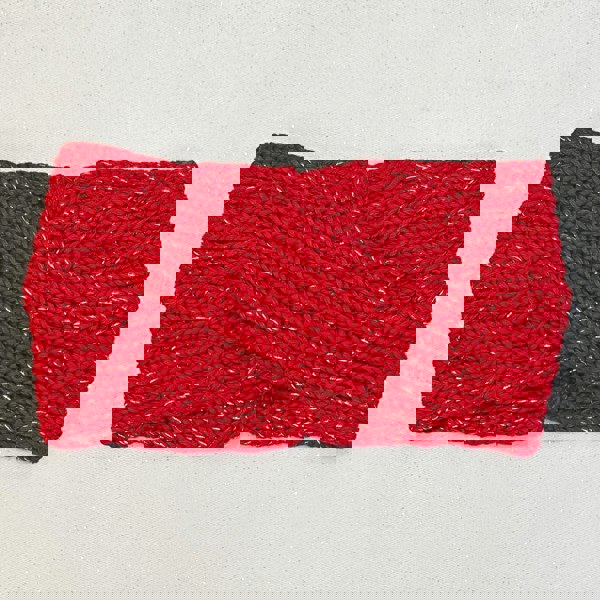 Winter Headband Red with Brooch in Organic Cotton Lurex Ear Warmer