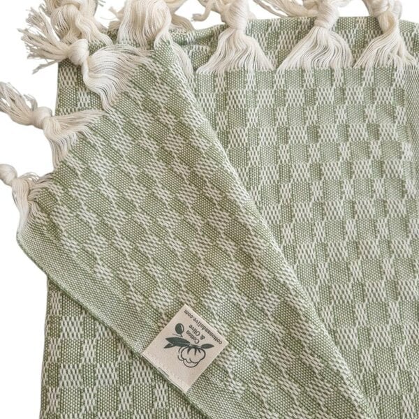 Cotton and Olive Tuna Cotton Hammam Towel, Sage Green