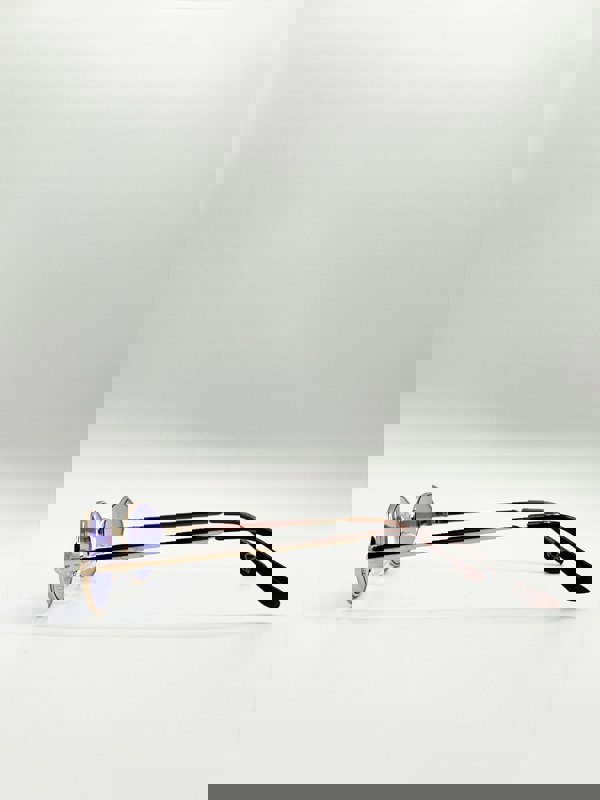 SVNX Metal Oval Frame Sunglasses with Lilac Lenses