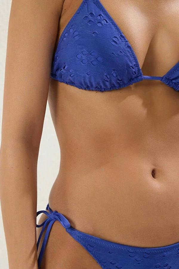 WOVCOR Textured Triangle Tie Regular Waist Bikini Set