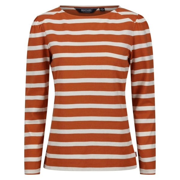 Regatta Women's Federica Stripe Long-Sleeved T-Shirt - Burnt Copper/Light Vanilla