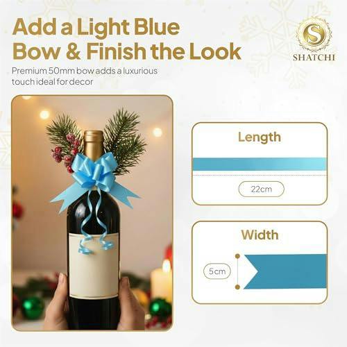 50mm Pale Blue Pull Bows, Multi-Pack Ribbon Gift Bows for Wrapping, Hampers and Décor image 3