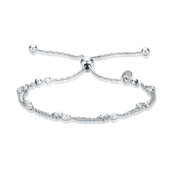 925 Sterling Silver Chain Bracelet with Diamond Cut Beads For Women - namana.london