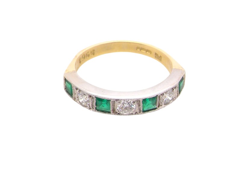 Vintage Tom Emerald & Diamond 18 Carat Gold Half Hoop Eternity Ring