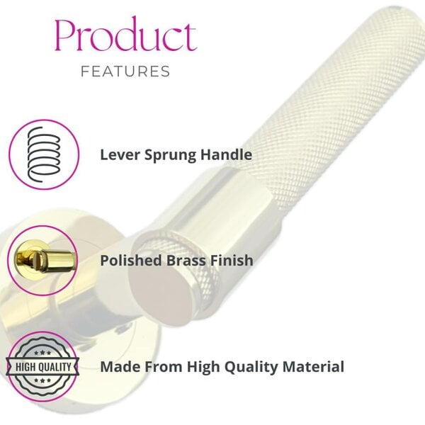 EDH Door Hardware Knurled Polished Brass Door Handles – Internal Lever Handle Packs with Fixings