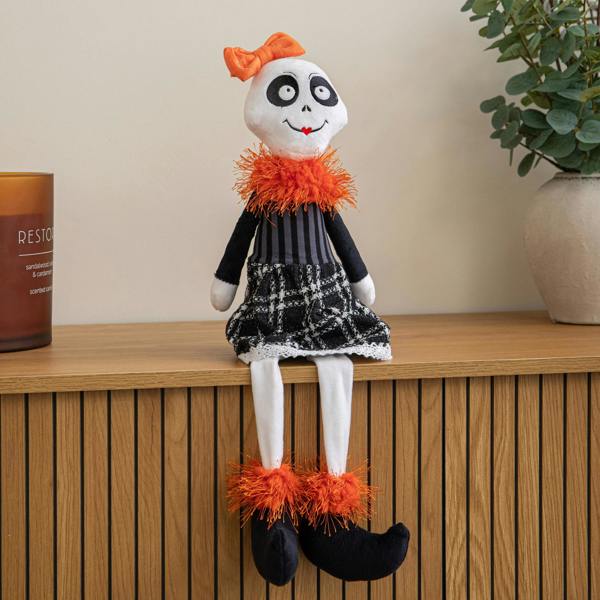 Samuel Alexander 55cm Mrs Bones Seated Halloween Decoration with Dangly Legs