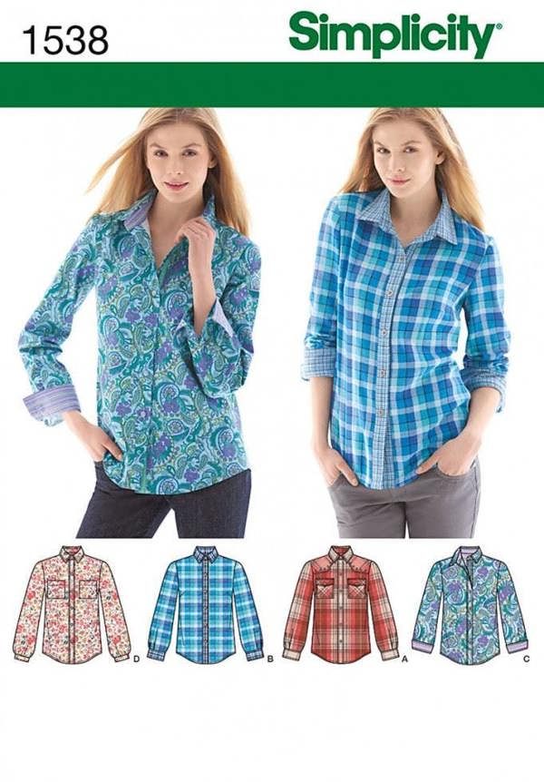 Simplicity Sewing Pattern 1538, Shirts for Women, 6-8-10-12-14 - Intermediate
