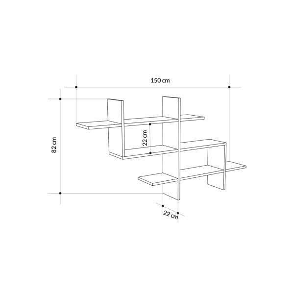 Decortie Halic 3 Tiers Wall Mounted Shelf Modern Floating Bookcase 150cm