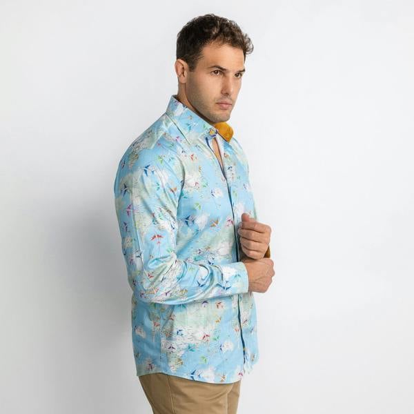 FLIGHT MAP PRINTED SHIRT – Premium Men's Patterned Shirt by Claudio Lugli | Bold Design, Tailored Fit, Best Printed Shirts