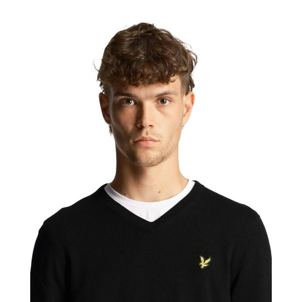 Lyle & Scott Cotton Merino V-Neck Jumper - Jet Black