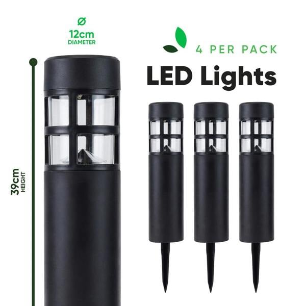 Gardenwize Pack of 4 Solar Stake Lights – Pillar LED Pathway Lights