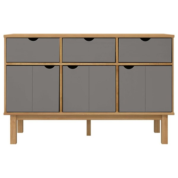 Berkfield Sideboard OTTA Brown and Grey 114x43x73.5 cm Solid Wood Pine