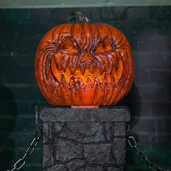 Samuel Alexander 97cm x 1.2m Battery Powered Light up Halloween Pumpkin Fence with LEDs