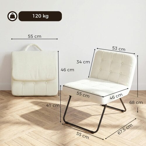 HOMCOM Foldable Accent Chair with Backrest, Wide Seat