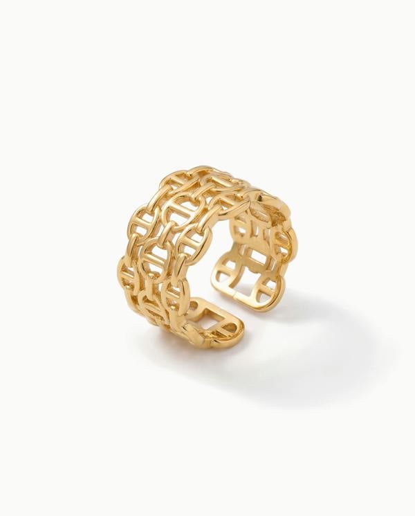 Elk & Bloom Chunky Intertwined Link Chain 14K Gold Ring
