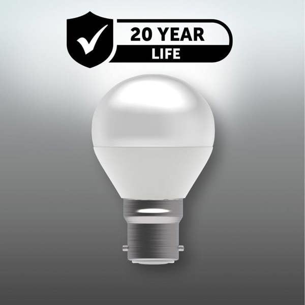 BELL Lighting B22 Dimmable LED Golf Ball Bulb Natural White 4000K 470lm 4.7W Round Bayonet 40W Equivalent