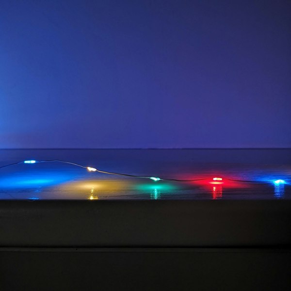 Samuel Alexander 50 LED 2.5m Premier MicroBrights Indoor Outdoor Christmas Multi Function Battery Lights with Timer on Pin Wire - Multicoloured