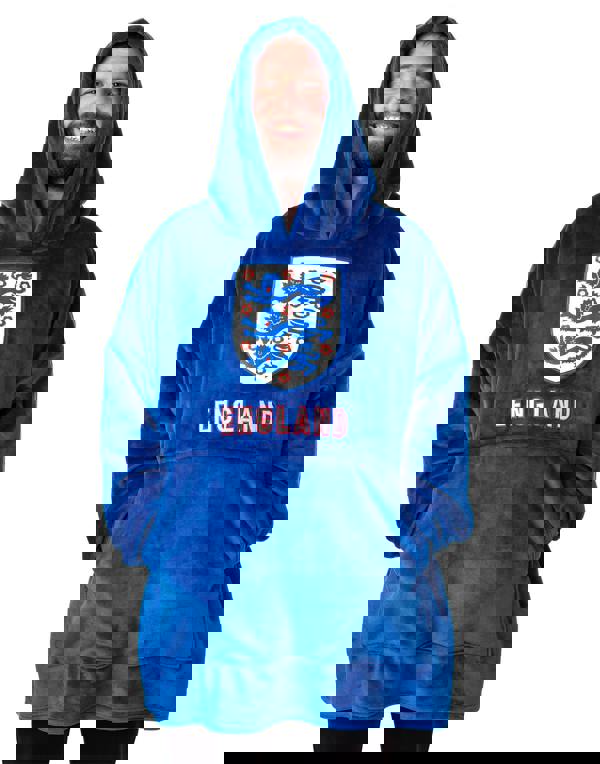 England Mens Blue Logo Blanket Hoodie (One Size)