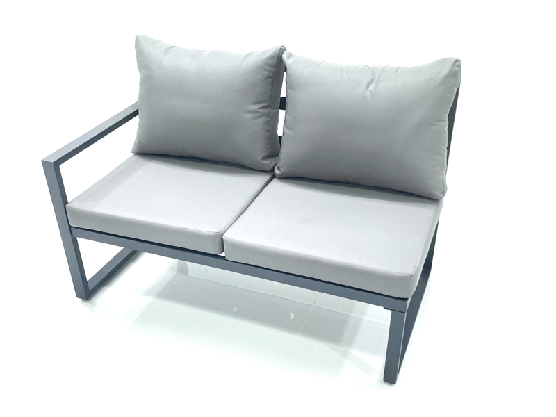 Fimous 9 Seater Aluminum Outdoor Garden Furniture Set with Corner Sofa, 2 Arm Chairs, Adjustable Rising Dining Table - Dark Grey