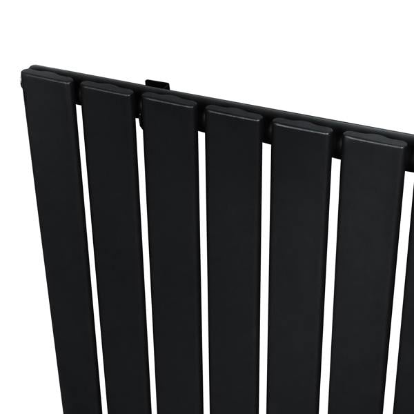 Flat single column radiator in sleek black finish, measuring 1600 x 280mm, featuring smooth vertical panels for modern decor